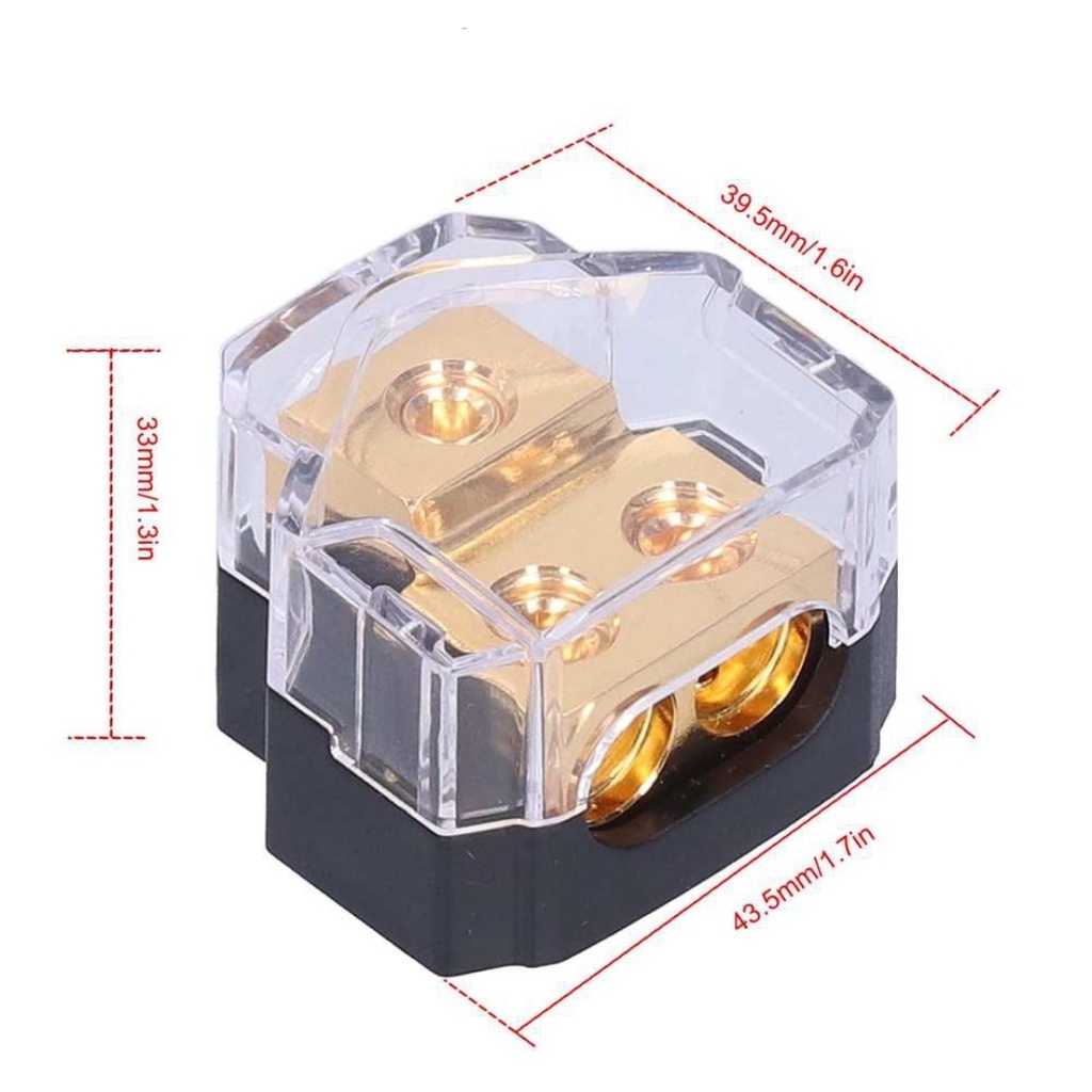 Distribution Block 1x0/4 Awg (in) 2x 4/8 Awg Out (out) Fuse Gold Plate