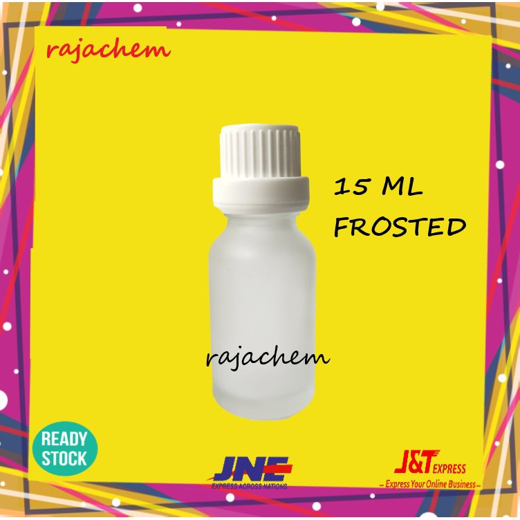 Botol Kaca Frosted 15 ML Essential Oil Dropper Ring Putih Segel