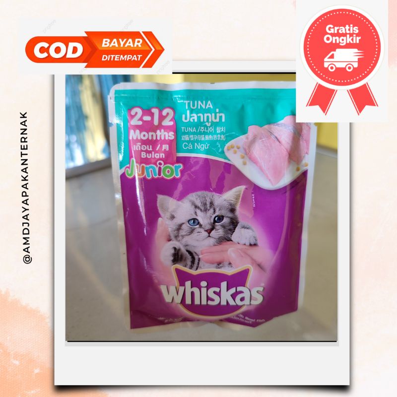 Jual WHISKAS Makanan Basah Kucing Rasa Ikan Tuna/212 Bulan 80 gr