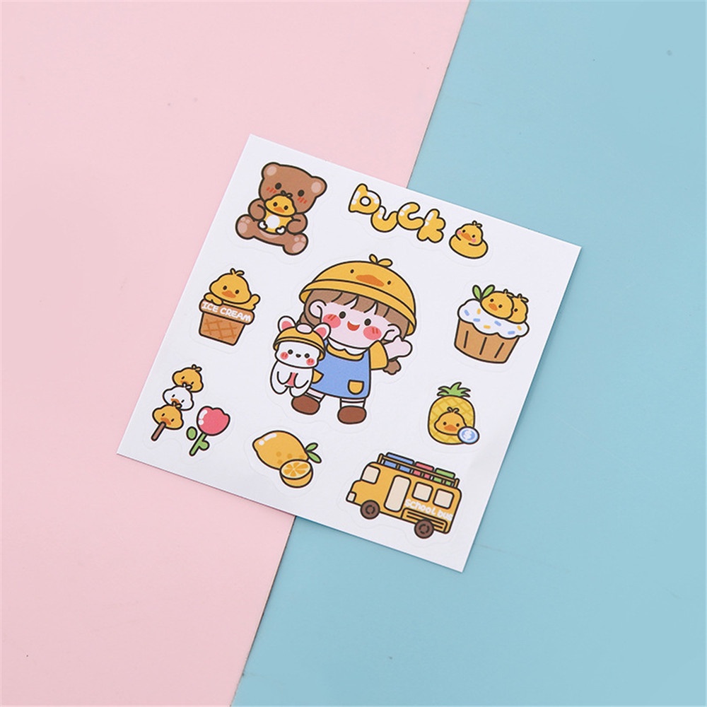 5pcs / set Stiker Motif Kartun Kelinci / Beruang Lucu Untuk Dekorasi Buku Catatan / Diary DIY