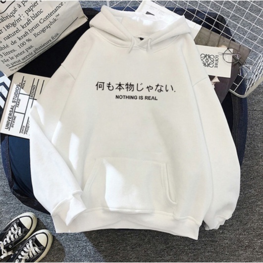 Sweater Hoodie Unisex NOTHING IS REAL Kantung Depan