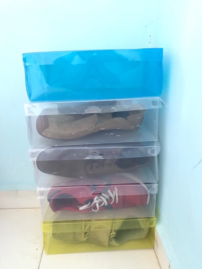 [bisa Cod] Dewastore Shoes Box Kotak Sepatu Transparan Warna Warni Tebal Serbaguna Portable Susun