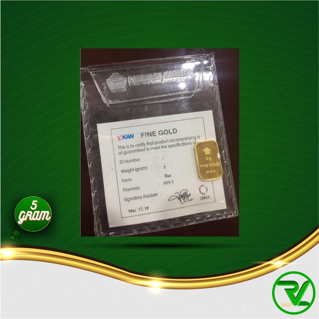 Rvl Gold Logam Mulia Antam (Lm) 5 Gr Retro Berdiri