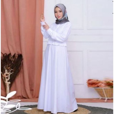 Gamis Putih Busui Terlaris 2022 Gamis syari Remaja Folia Dress Others Gamis Putih Jumbo Gamis Putih Wanita Terbaru 2022 Fashion Muslim R02