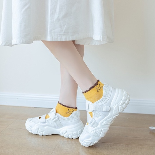 MURMURE.ID | KAOS KAKI WANITA UNISEX RENDA SOCK IMPORT KUALITAS PREMIUM MOTIF MIKI SMILE CS035 CS036-4