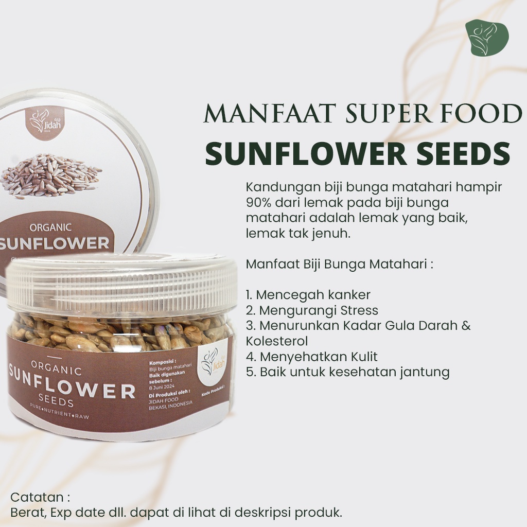 Sunflower seed kuaci premium ORGANIK panggang biji bunga matahari kacang kuaci kupas kwaci rebo putih 150gr snack sehat diet seed oven