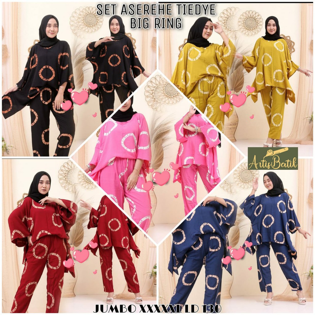 SETELAN CELANA PANJANG SET ASEREHE WAKA BIG RING SETCEL TIE DYE LOUNGEWEAR RAYON SHIBORI SETELAN CEL