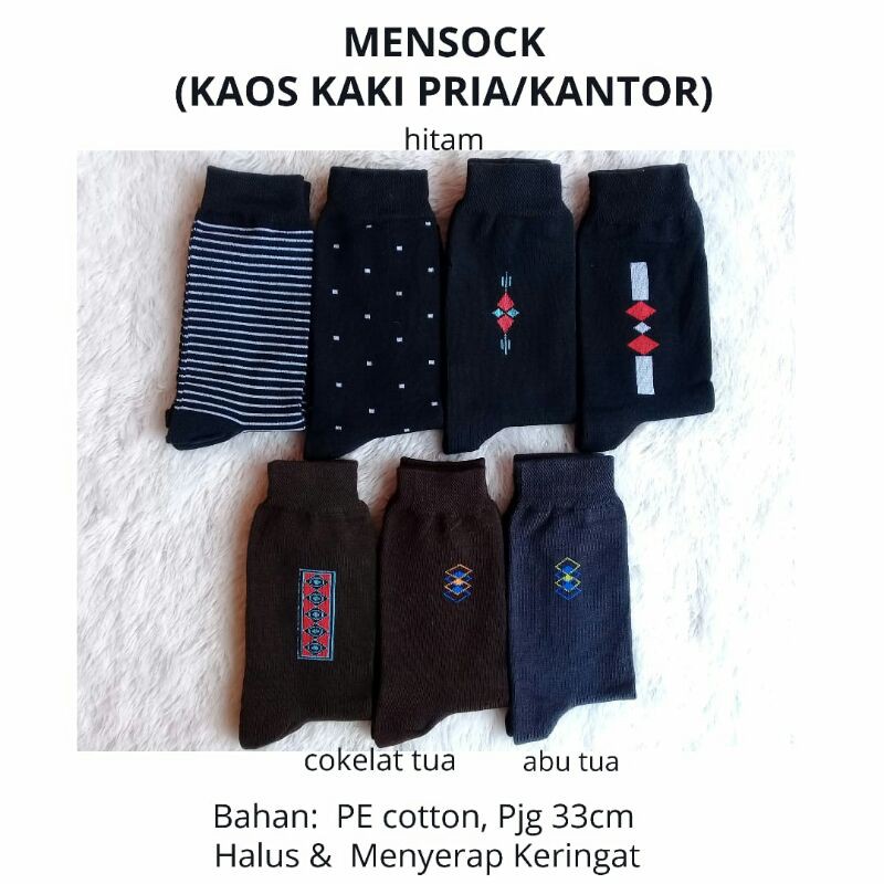 Mensock/Kaos Kaki Kerja Casual Kantor Pria/Cowok/Laki-Laki, Menyerap Keringat, Tebal, Premium, Murah