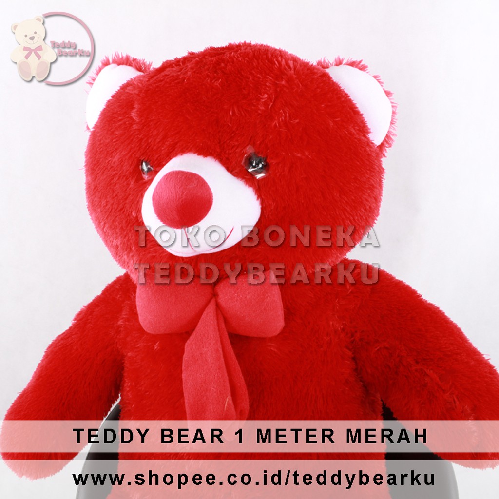 BONEKA TEDDY BEAR JUMBO UKURAN 1 METER WARNA MERAH KHAS BANDUNG