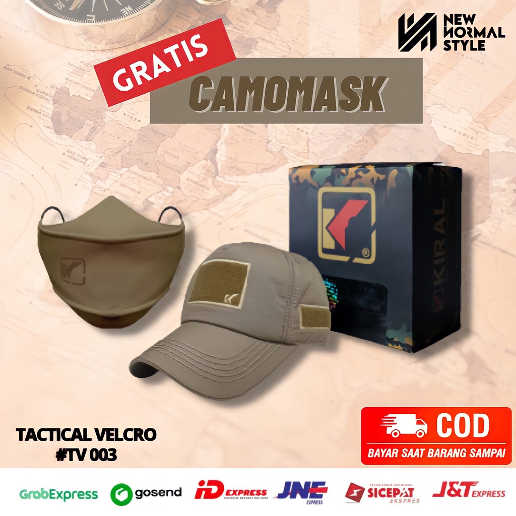 TACTICAL VELCRO Topi Pria Distro Baseball Jaring Tactical Komando Pria Wanita Cowok Kekinian Original Keren Dewasa Murah