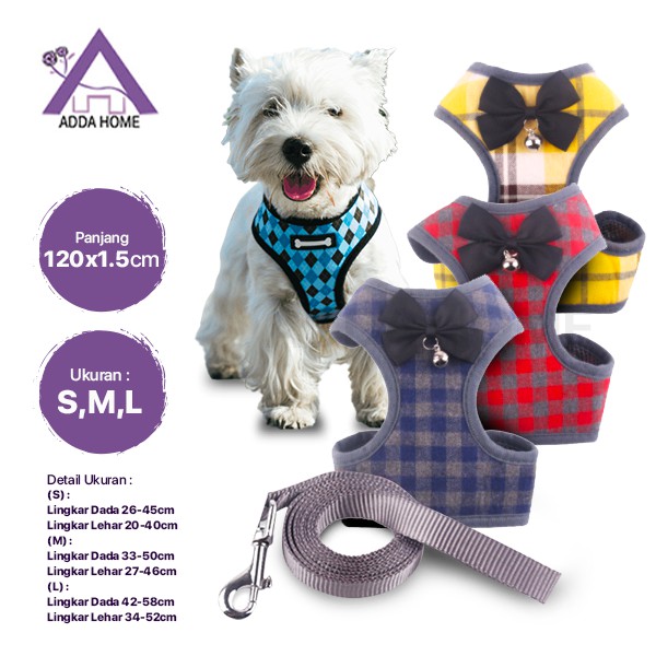 Adda Home - Tali Tuntun Harness Hewan Anjing Kucing Model Rompi 120x1.5cm