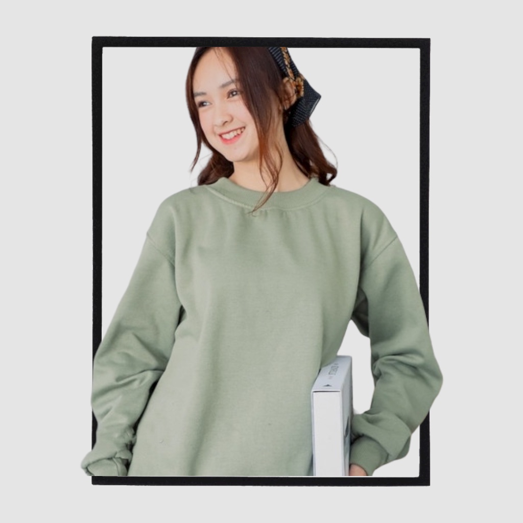 SWEATER_ID Basic Sweater Crewneck Polos Olive Pria Wanita Couple M L XL XXL