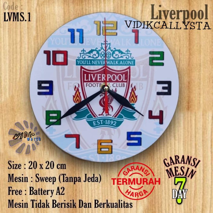 Jam Dinding LIVERPOOL SWEPP Team Club Klub Sepak bola LIVERPOOL MESIN HALUS