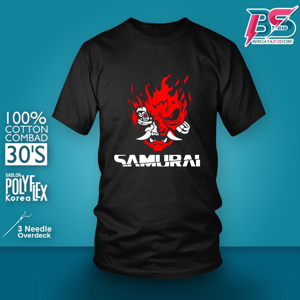 COD!! Baju Kaos Distro SAMURAI TENGKORAK Cotton Combed / T SHIRT Sablon Unisex Otaku Wibu Jepang