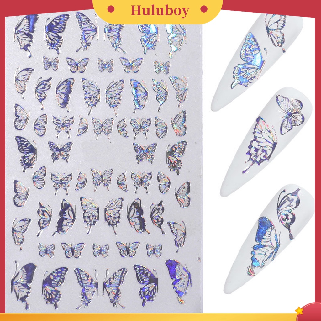 Huluboy Huluboy♡ 1 Lembar Stiker Nail Art Motif Kupu-Kupu Untuk Wanita