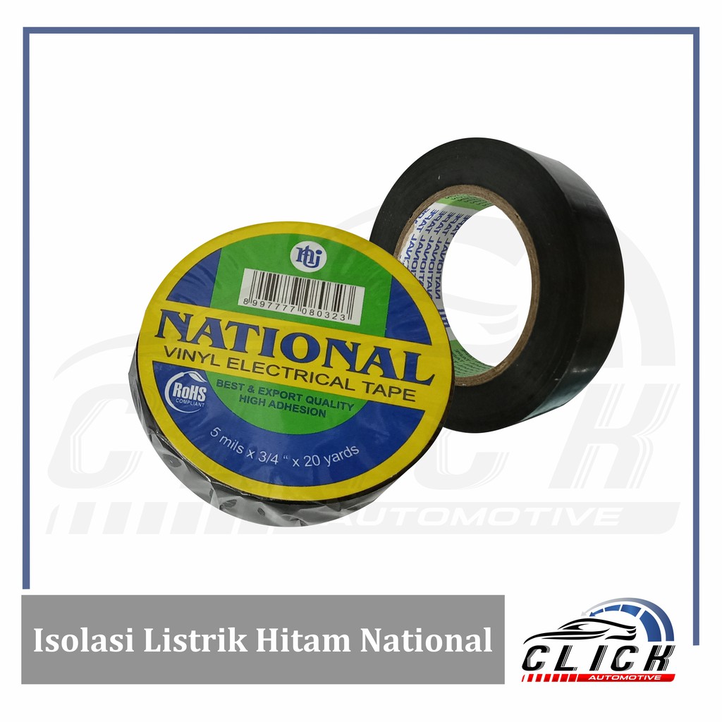 Lakban Isolasi Listrik Hitam National Original  Electrical Tape 19 mm x 20 Yard ORIGINAL