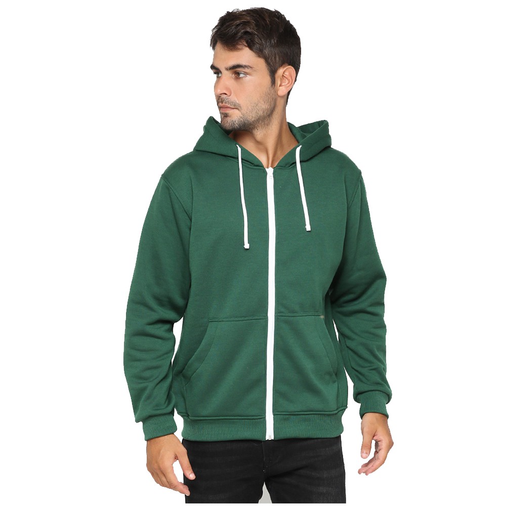 Hoodieku Jaket  Zipper Basic Pria Hijau  Botol  Unisex 