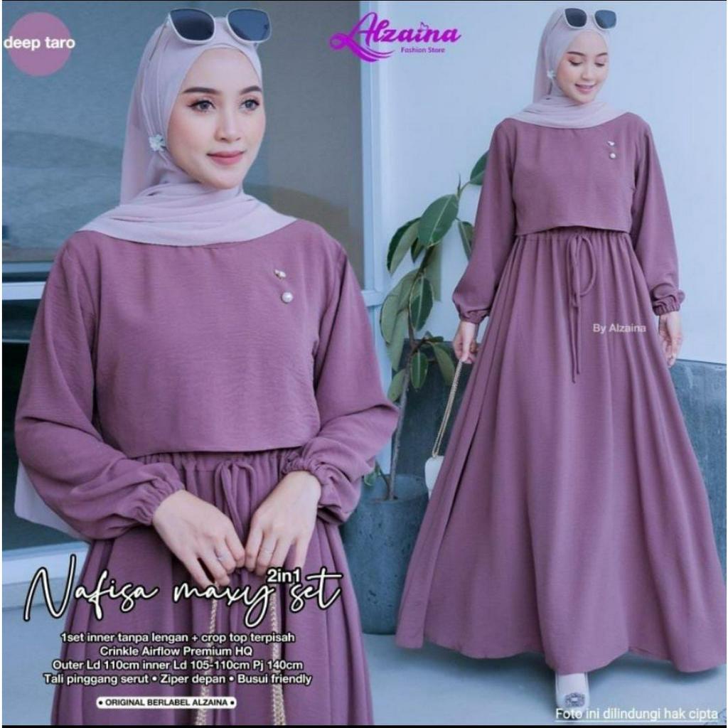 GAMIS SET NAFISA OUTER CROP + INNER SERUT CRINKLE