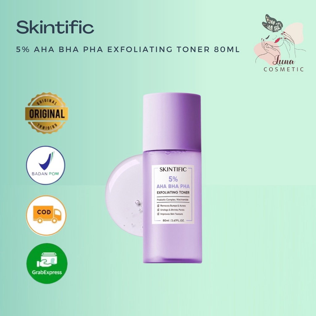 SKINTIFIC - 5% Aha Bha Pha Exfoliating Toner 80ml 【BPOM】