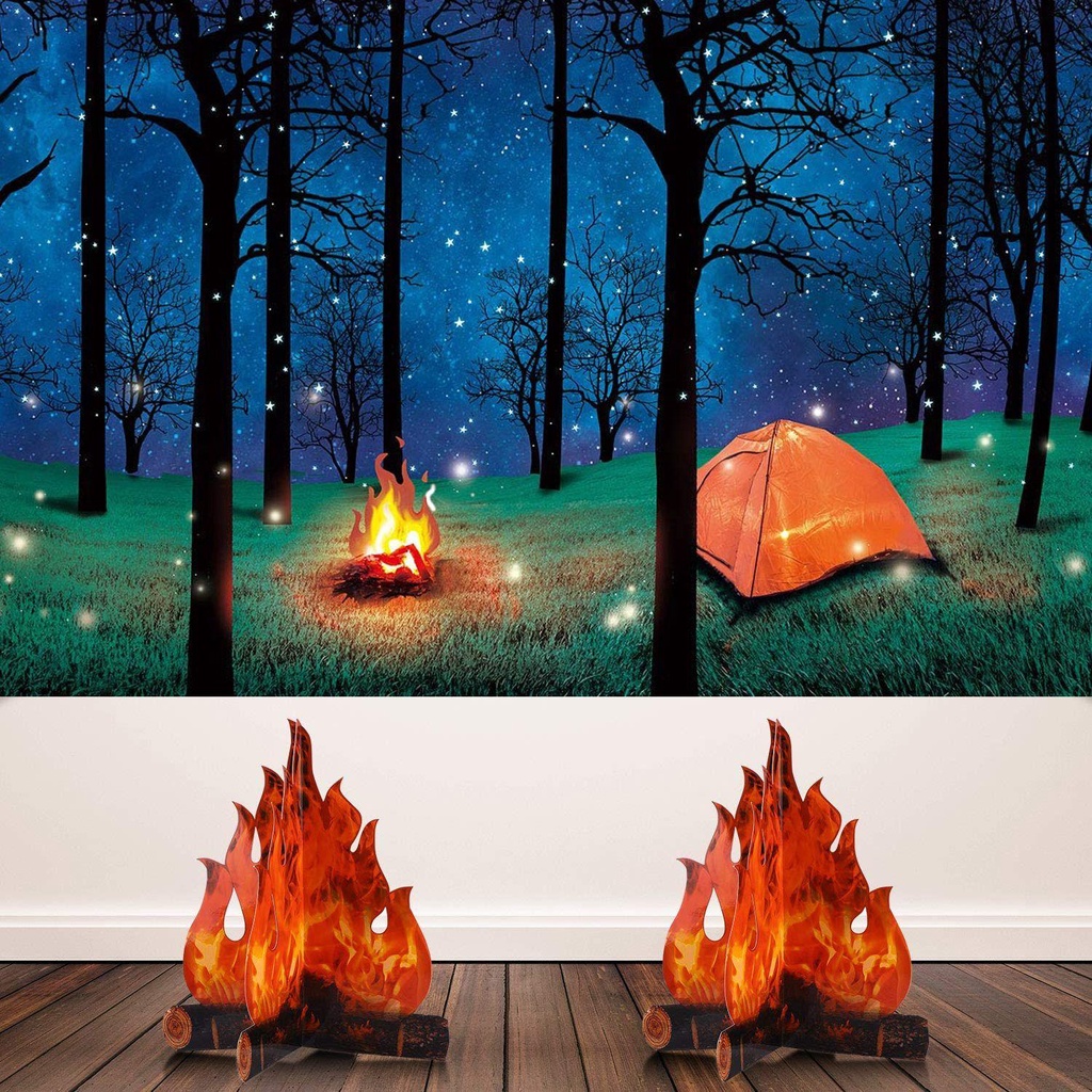 R-bunga 3D Hias Kardus Panas Halloween Untuk Pesta Tema Camping Api Buatan Flame