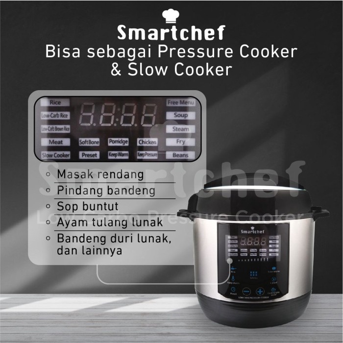 Smart Chef Low Carbo Pressure Cooker / Presto Listrik Garansi Resmi _Art