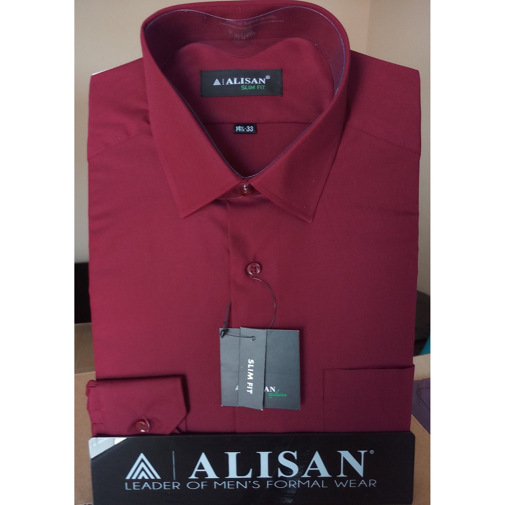 ALISAN Original Kemeja Polos Lengan Panjang - SLIM FIT // MAROON //
