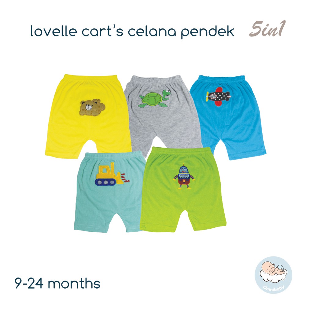 Lovelle cart's celana pendek bayi laki-laki/ bayi perempuan 5in1 (9-24 bulan) SNI!