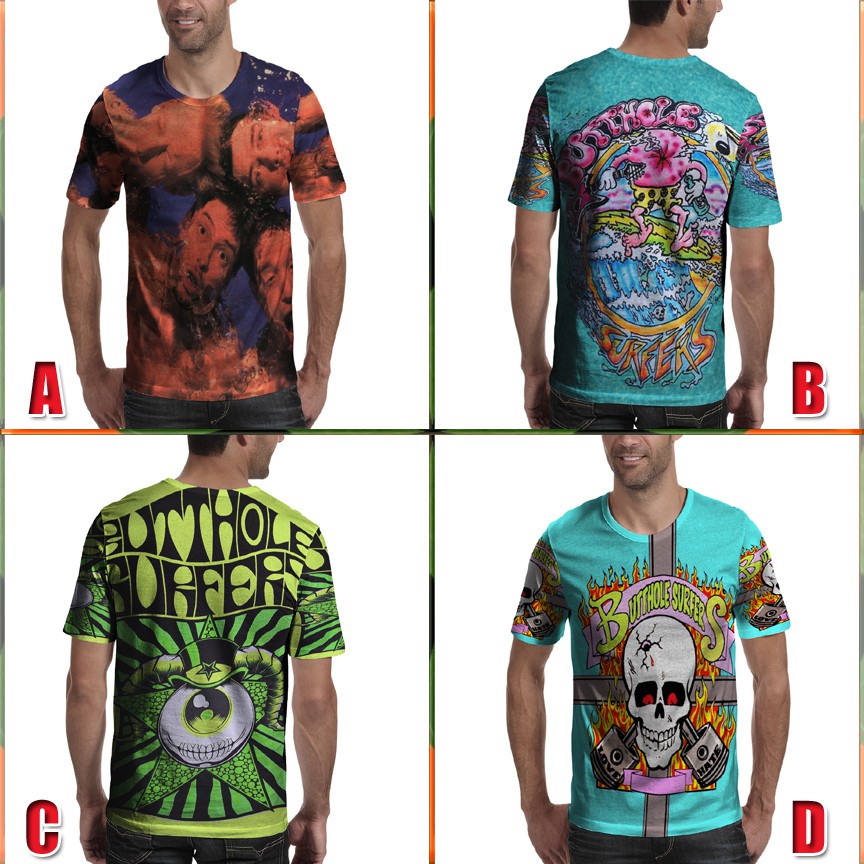 Allover Fullprint Tshirt BUTTHOLE SURFERS Kaos Bahan Polyester