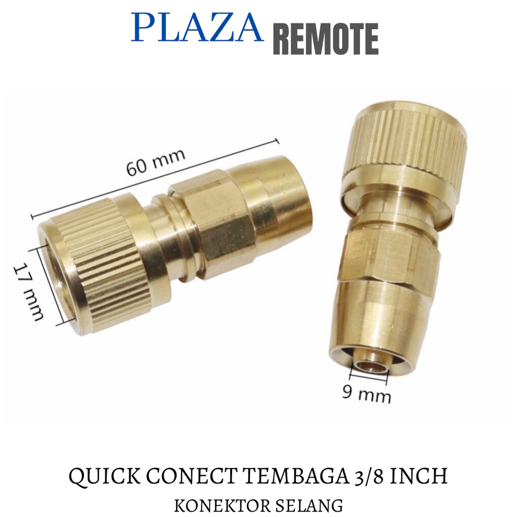 QUICK CONECTOR SELANG BAHAN TEMBAGA 3/8 INCH ALAT SAMBUNG SELANG DARI KRAN