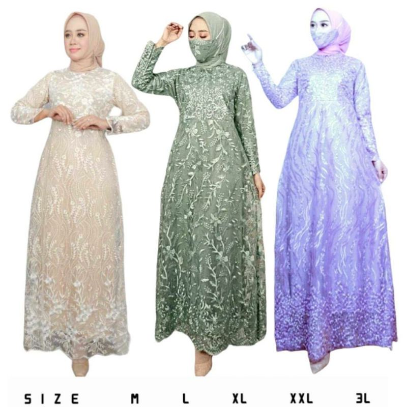 Busui +Masker Damira Gamis Brukat Premium Remaja Dewasa Wanita Fashion Seragam Jumbo Pesta