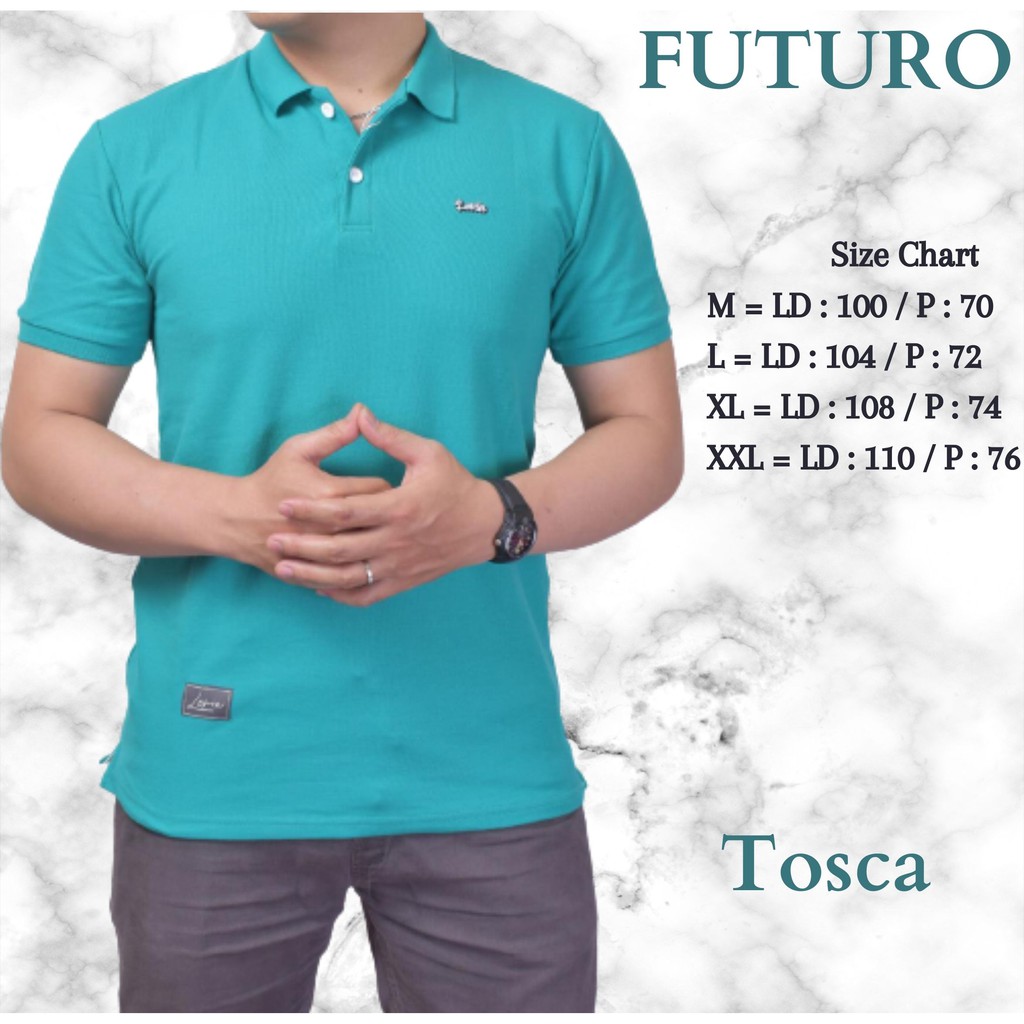 Polo shirt pria kaos kerah warna tosca