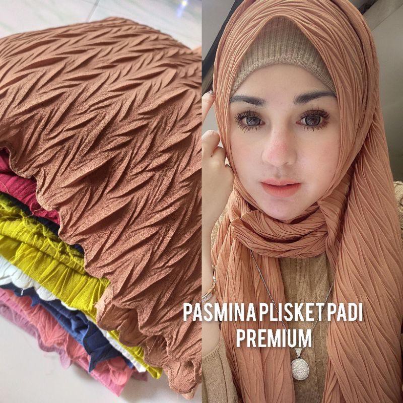 1KG MUAT 8PCS | PASHMINA ZAFRON PLISKET PADI HIJAB JILBAB PLEATED PREMIUM TERBARU OOTD SELEBGRAM