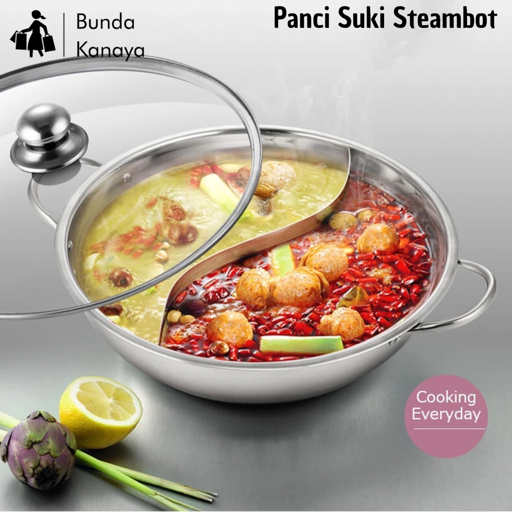 Panci Shabu Steamboat Sekat 2 Suki Pan 28cm