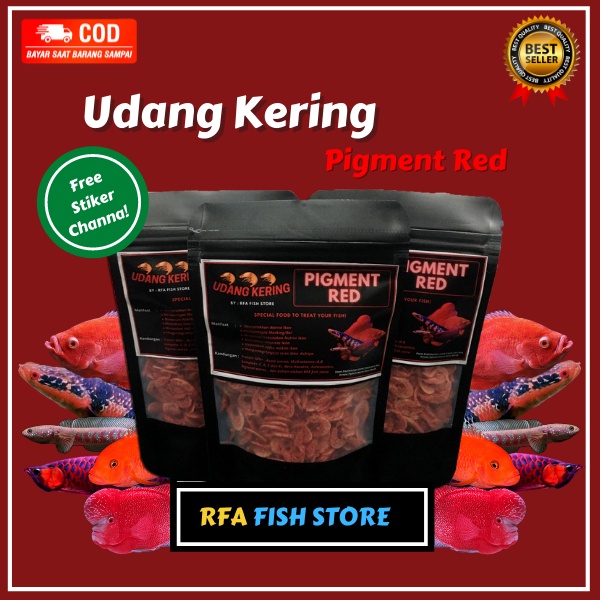 Udang Kering RFA Red Pigment Pakan Ikan Predator Channa Varian RED maru asiatica dsb bukan el barca