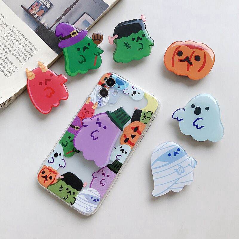 Halloween Finger Holder Bentuk Kartun Ekspresi Lucu Untuk Iphone Oppo Vivo Xiaomi Redmi Samsung