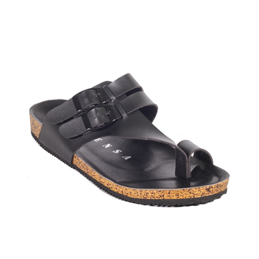 Alfaro Full Black | Sendal Jepit Tali Kulit Simpel Kayu Pria Cowok Sandal Footwear | FORIND x Zensa