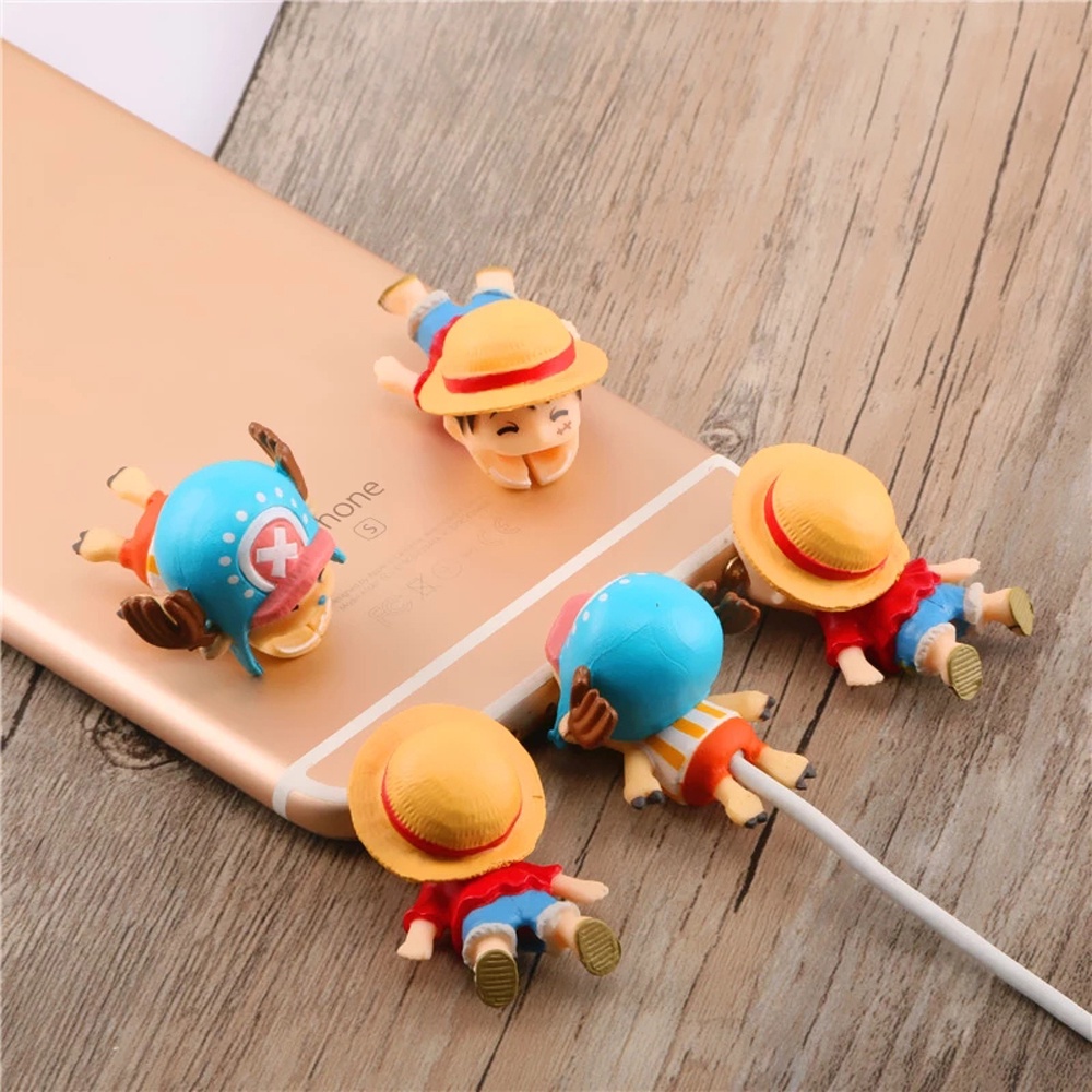 QUINTON Mobile Phone Accessories Cable Bite Protector Winder Chompers Cable Organizer Monkey D Luffy Usb Cable Protector Mobile Phone Cables Cartoon Charger Wire Holder Vinsmoke Sanji for Gift Roronoa Zoro