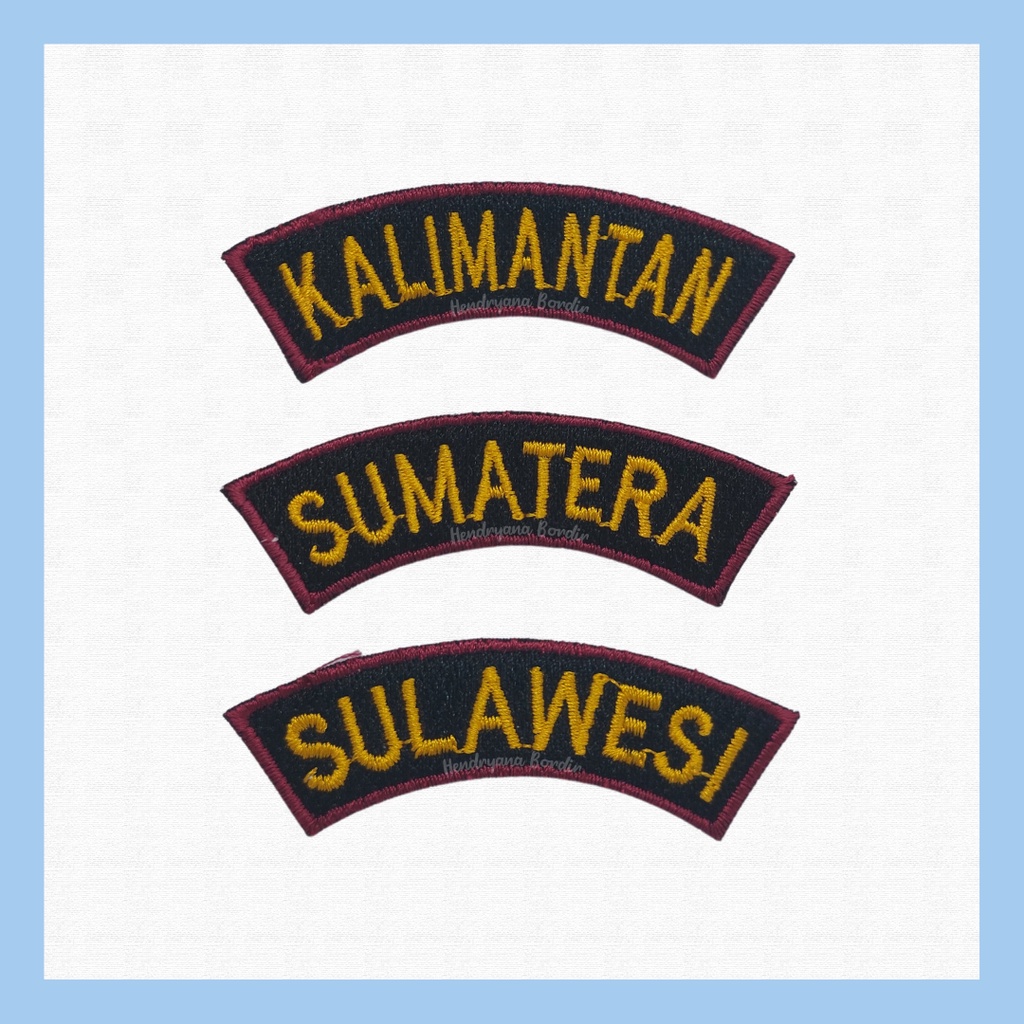 Bordir Logo Lokasi Kalimantan Sumatera Sulawesi Patch Badge Bet Emblem