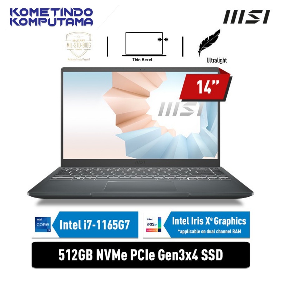 LAPTOP MSI Modern 14 B11MOU [9S7-14D314-622] i7-1165G7 8GB 512GB 14&quot; FHD W10