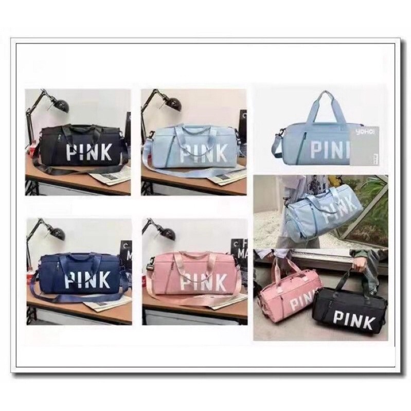 SG9101 syafniegalery tas pakaian import tas traveller murah tas besar motif pink