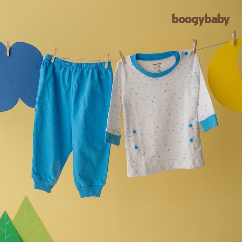 Boogybaby Candyland Long Top (Kancing leher) + Trousers set isi 2setel - Piyama Panjang