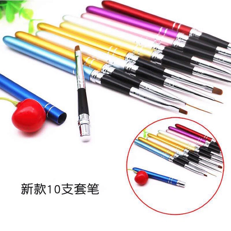 Brush 10 pcs nailart brush gel polish 3d flower liner brush nail art kuas nail art 1 set