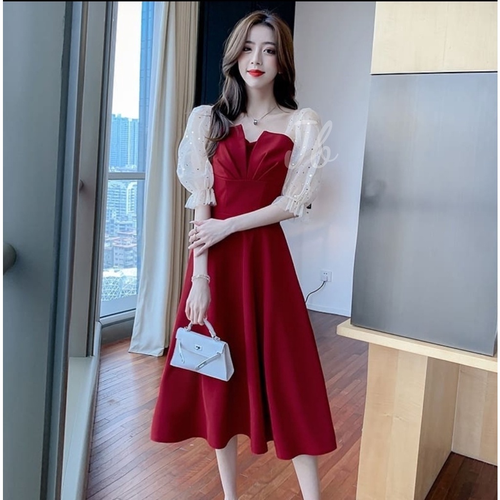 Dress Wanita Fashion Kekinian Premium Terjamin Populer Model Korea Simple New Arrival Gaun Viral Mid