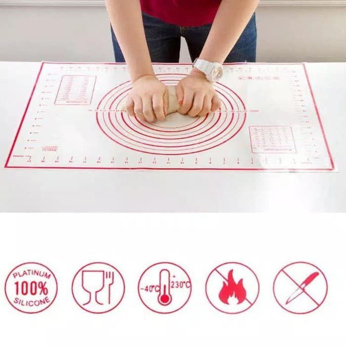 Alas adonan silmat silikon 60 x 40 cm anti slip - Merah