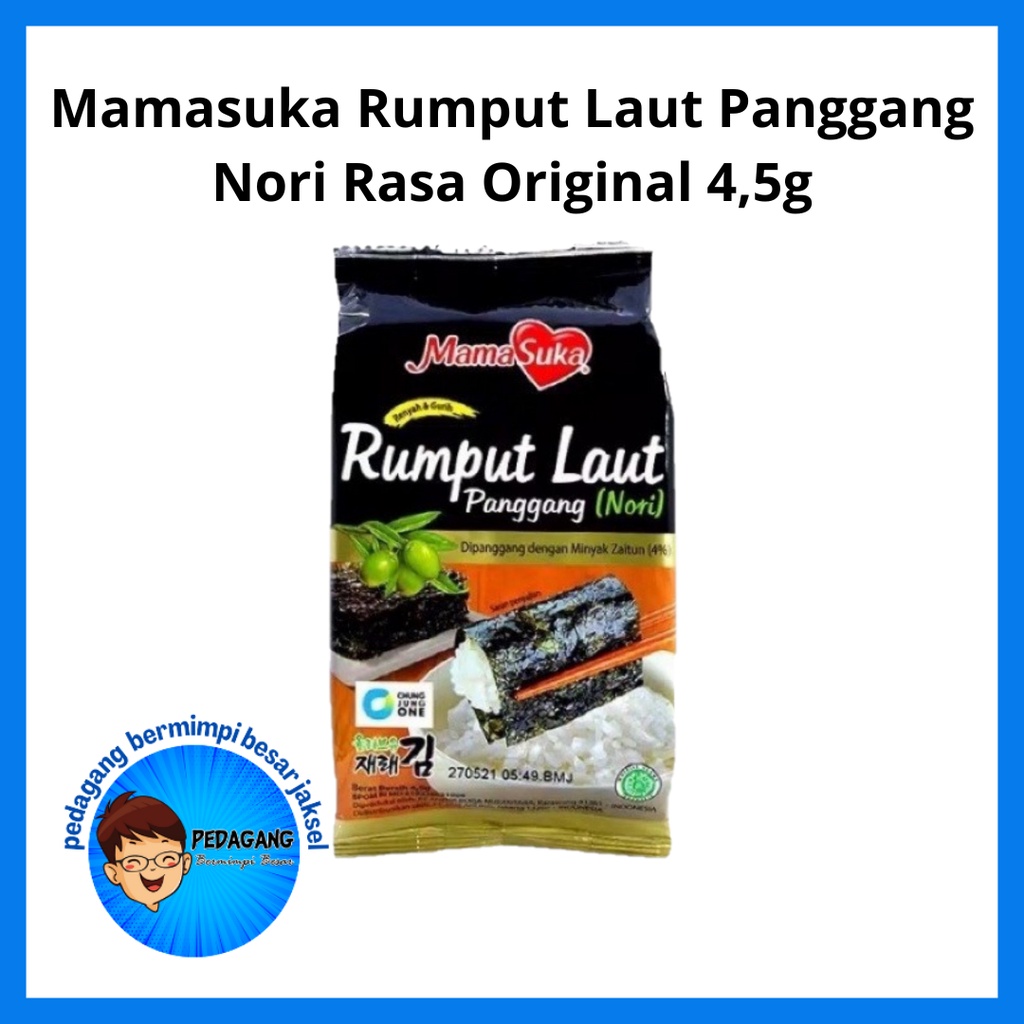 

Mamasuka Rumput Laut Panggang Nori Rasa Original 4,5g/ Nori Rumput Laut/ Nori Original