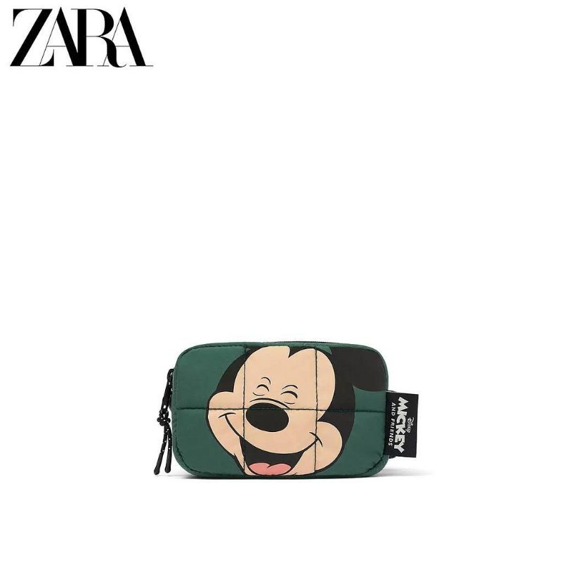 Zara Nylon Mickey Green Sling Bag