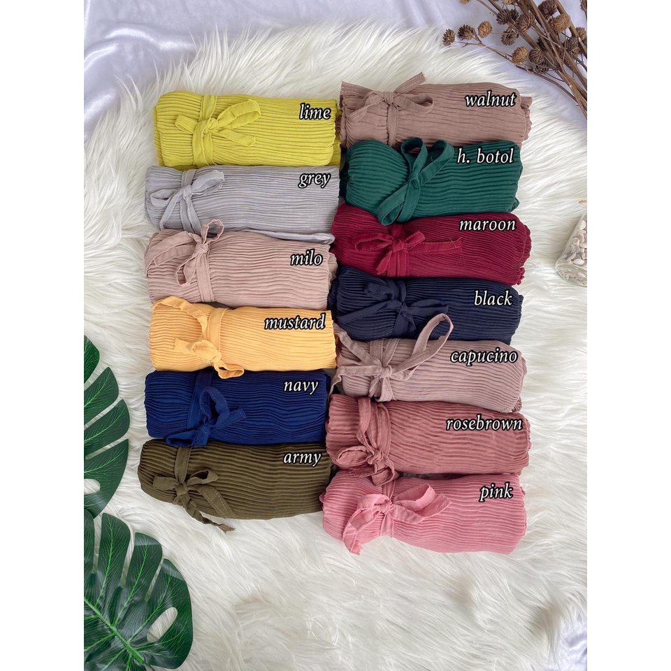 BERGO MARYAM FULL PLISKET SHAWL LIDI PREMIUM TALI INSTAN TERMURAH