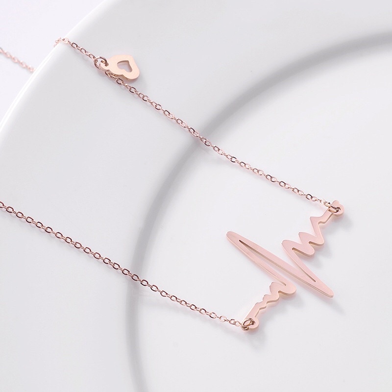 Kalung Titanium Detak Jantung Love Korea Formal Fashion Style