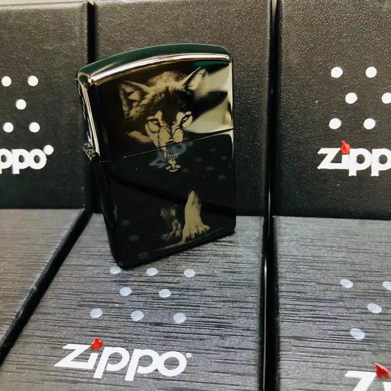 ZIPPO BLACK ICE WOLF GRADE ORI EKSLUSIF INCLUDE BOX