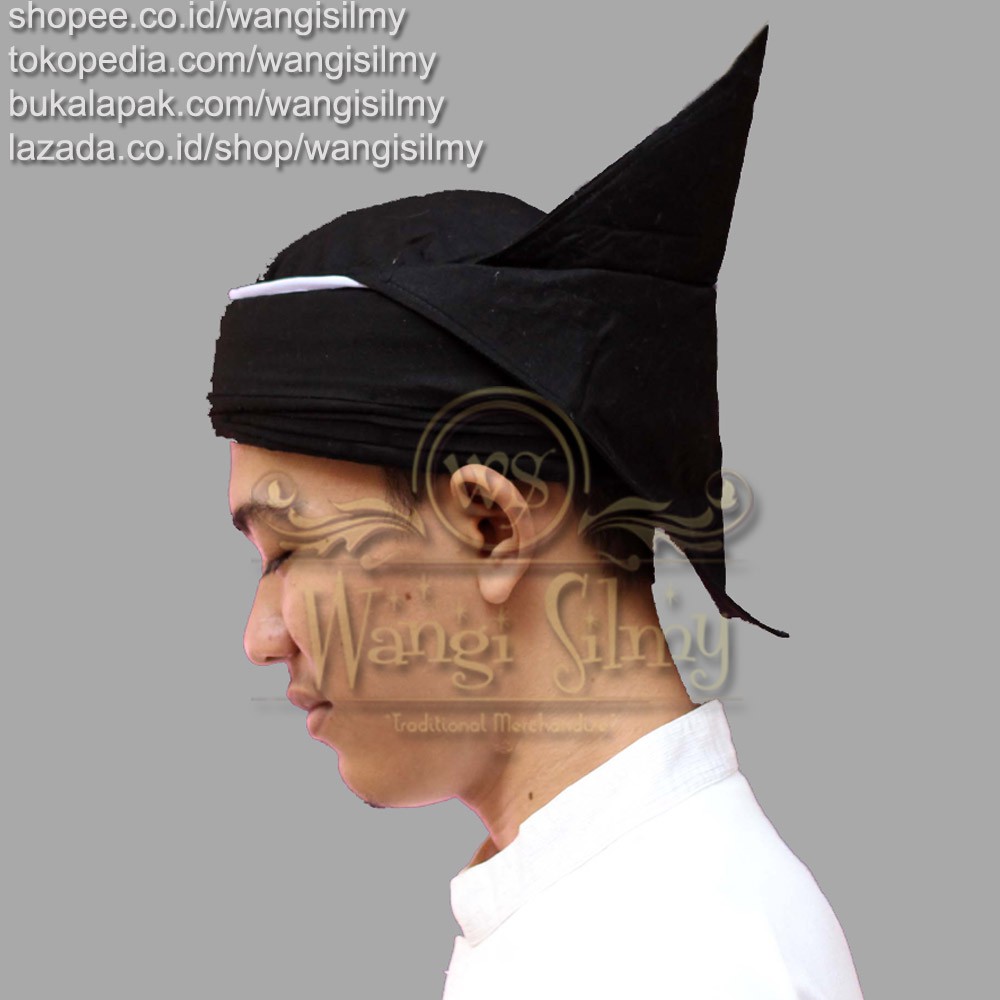 Iket Sunda MAKUTA NAGA Hitam Polos - Blangkon Iket Sunda Premium